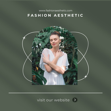 Fashion Style Aesthetics with Attractive Young Woman Instagram Design Template