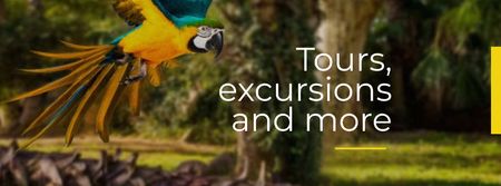 Modèle de visuel Des visites exotiques offrent des perroquets volant dans la forêt - Facebook cover