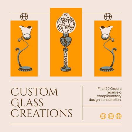 Custom Glass Craft With Table Lamps And Consultation Instagram AD Design Template