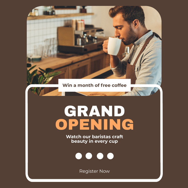 Ontwerpsjabloon van Instagram AD van Fabulous Cafe Grand Opening With Raffle