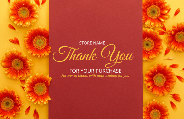 Thank You Message with Beautiful Orange Gerberas Thank You Card 5.5x8.5in – шаблон для дизайна