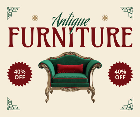 Nostalgic Armchair At Discounted Rates In Antique Store Facebook Design Template