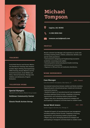 Template di design Social worker skills and experience Resume