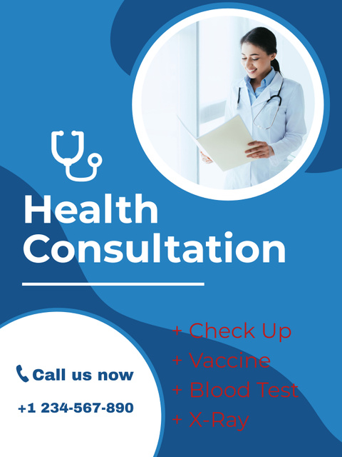 Designvorlage Offer of Health Consultation in Clinic für Poster US