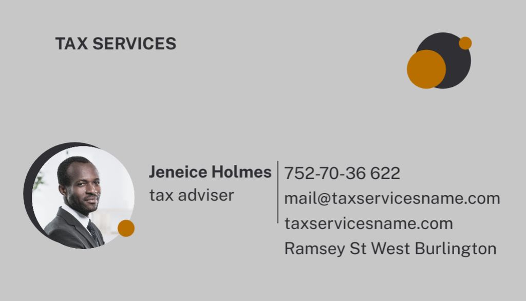 Tax Advisory Services with African American Man Business Card US – шаблон для дизайну