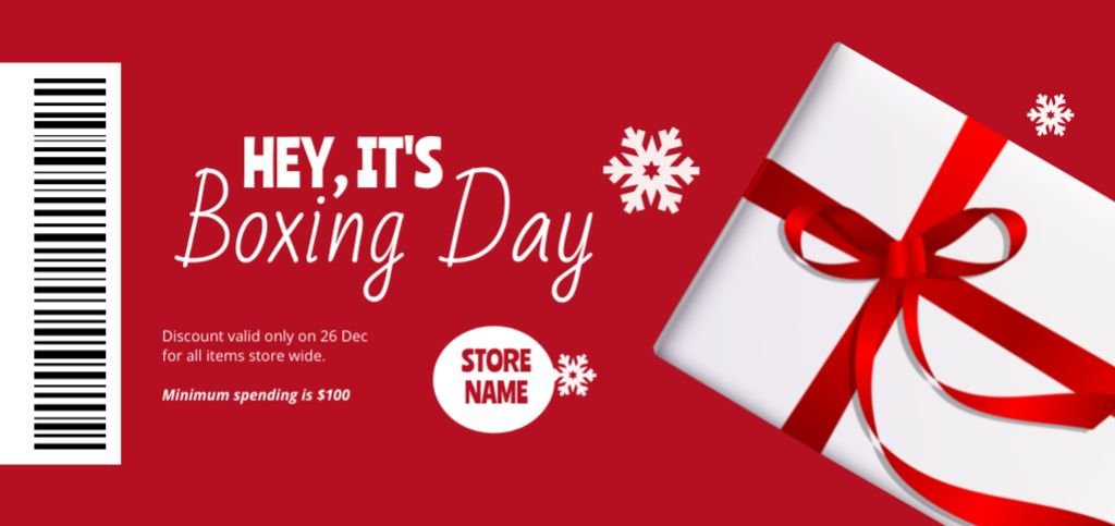 Winter Boxing Day Sale Announcement Coupon Din Large Design Template