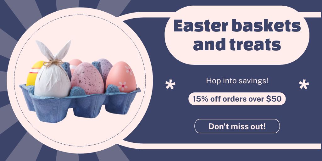 Designvorlage Easter Discount on Baskets and Treats für Twitter