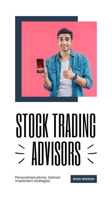 Designvorlage Young Man Offering Stock Trading Advisor Services für Instagram Story