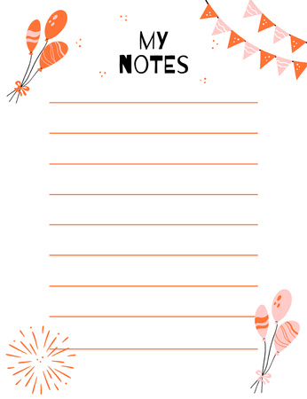 Ontwerpsjabloon van Notepad 107x139mm van Individuele organisator met feestattributen voor feest
