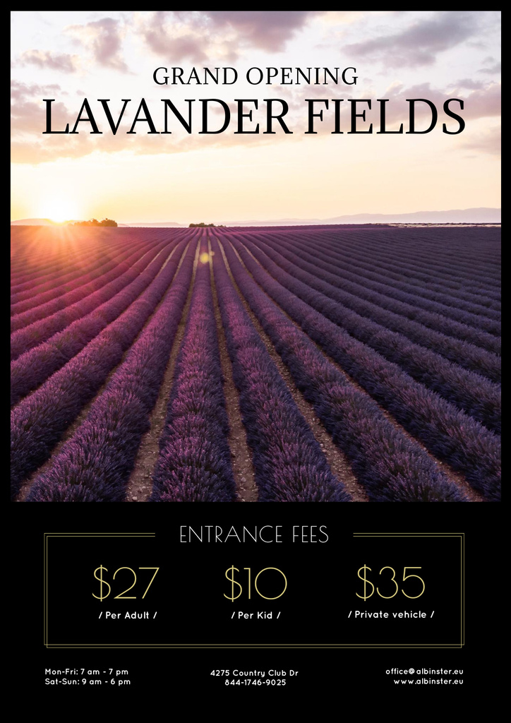 Sunset in Lavender Field Posterデザインテンプレート