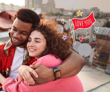 Cute Couple celebrating Valentine's Day Facebook Design Template