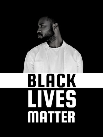 Антирасистский призыв и молодой черный парень Poster US – шаблон для дизайна