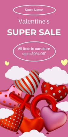 Ontwerpsjabloon van Graphic van Alle items Super Sale-aankondiging voor Valentijnsdag