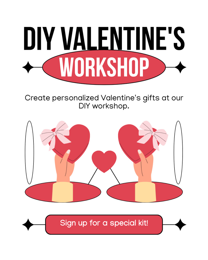 Valentine's Day Workshop For Gifts DIY Instagram Post Vertical – шаблон для дизайна