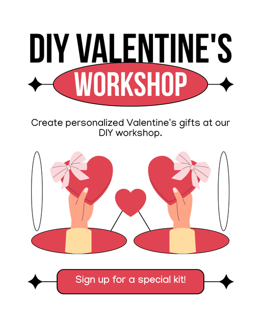 Plantilla de diseño de Valentine's Day Workshop For Gifts DIY Instagram Post Vertical 