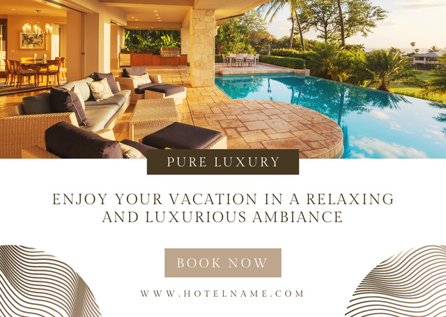 Luxury Hotel Ad with Stylish Exterior Postcard Design Template
