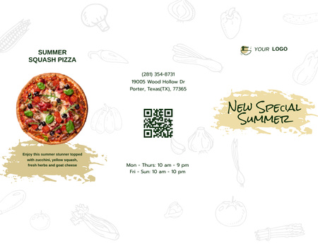 Designvorlage Special Offer For Summer With Pizza für Menu 11x8.5in Tri-Fold