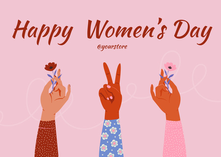 Illustration of Women holding Flowers on Women's Day Card Design Template