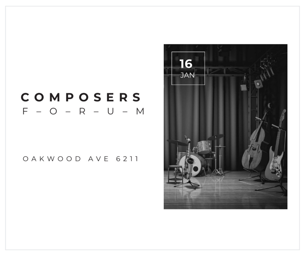 Designvorlage Composers Forum Instruments on Stage für Facebook