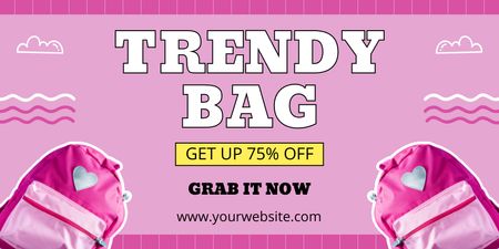 Plantilla de diseño de Bolsos y mochilas de moda de la colección Pink Oferta de venta Twitter 