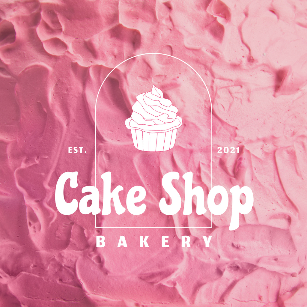 Bakery Services with Illustration of Cupcake Logo 1080x1080px Šablona návrhu