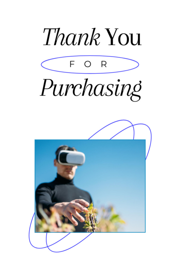 Man Wearing Virtual Reality Glasses Postcard 4x6in Vertical Design Template