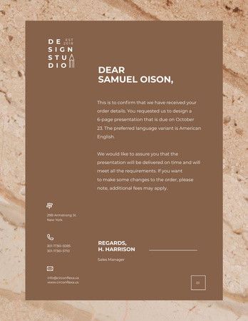 Design Agency Document on Brown Letterhead 8.5x11in Design Template