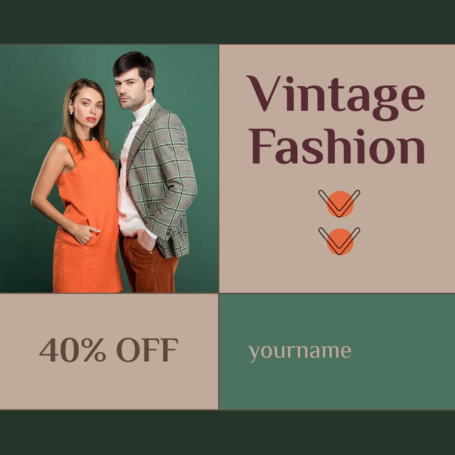 Vintage fashion for men and women Instagram AD Design Template