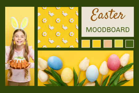 Collage of Easter Day Celebration Mood Board Design Template