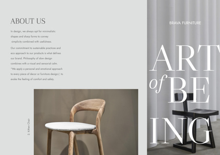 Furniture Ad with Stylish Modern Chair Brochure Din Large Z-fold Design Template