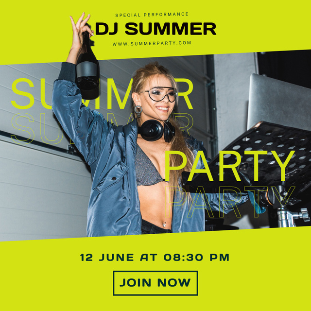 Plantilla de diseño de Join To Summer Party With DJ  Instagram 