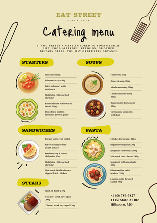 Catering Menu Announcement Menu Tasarım Şablonu