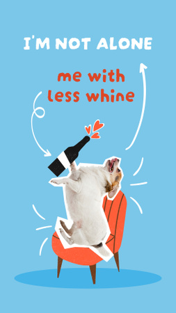 Funny Dog with Bottle on Valentine's Day Instagram Story Design Template