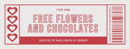 Offer of Free Flowers and Chocolates for Valentine's Day Coupon Design Template