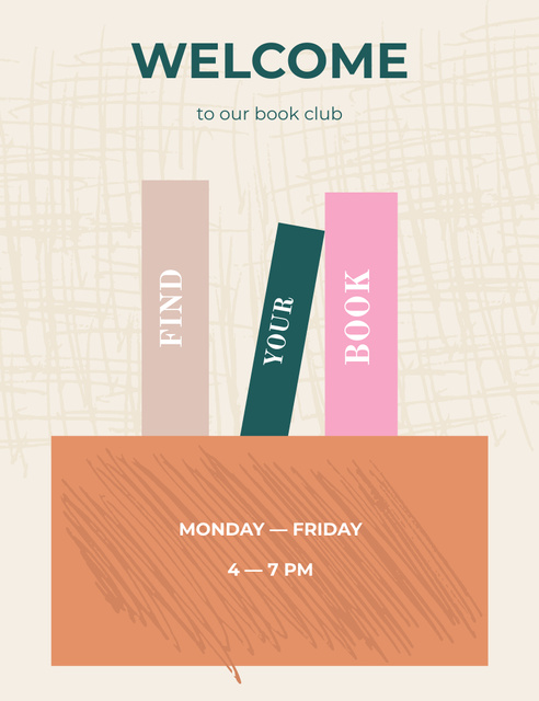 Come to Our Book Club Invitation 13.9x10.7cm Πρότυπο σχεδίασης