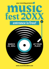 Music Festival Announcement with Vinyl Record