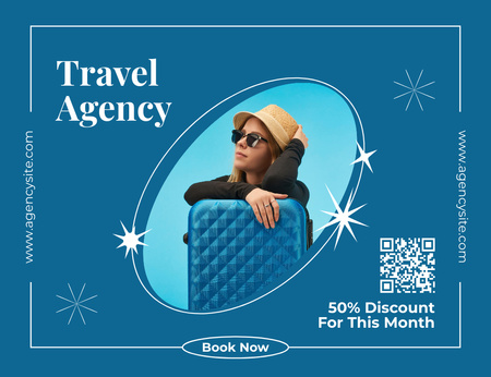 Plantilla de diseño de Monthly Discount Offer by Travel Agency Thank You Card 5.5x4in Horizontal 