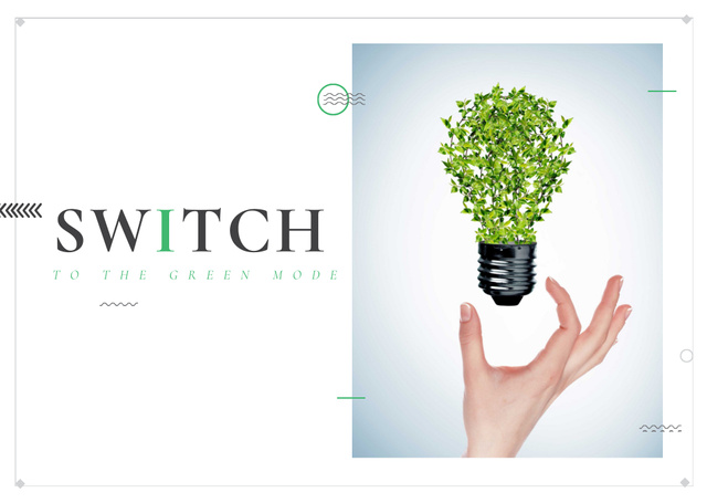 Designvorlage Eco Concept with Green Lightbulb für Card