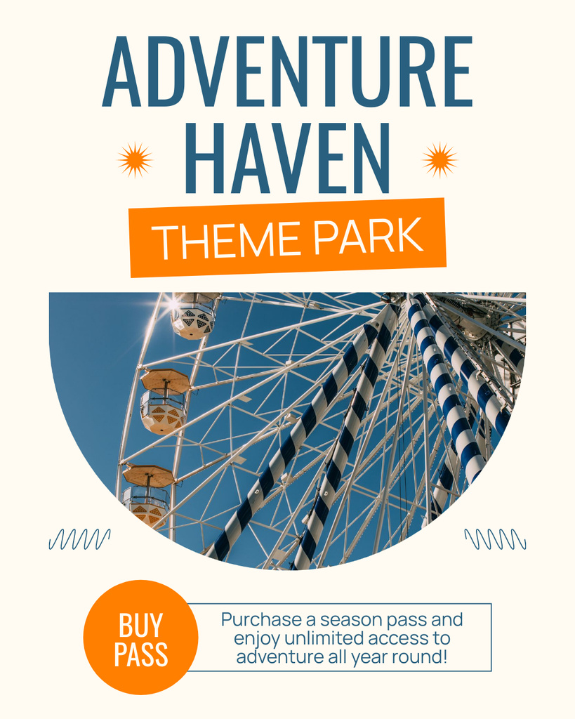 Captivating Adventure Theme Park With Season Pass Offer Instagram Post Vertical Πρότυπο σχεδίασης