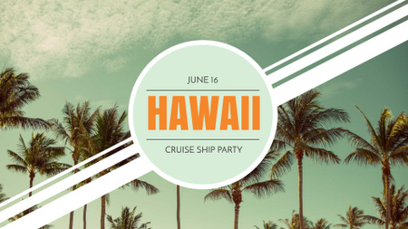 Hawaii Trip Offer with Palm Trees FB event cover Design Template