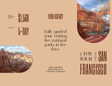 Travel Tour to San Francisco Brochure 8.5x11in Z-fold Design Template