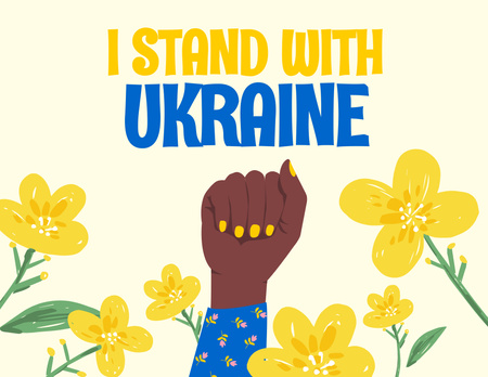 Designvorlage Black Woman standing with Ukraine für Flyer 8.5x11in Horizontal
