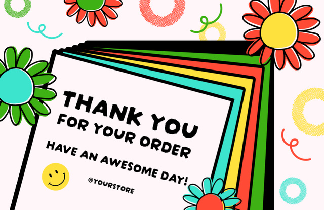 Bright Colorful Thank You Message Thank You Card 5.5x8.5in Design Template