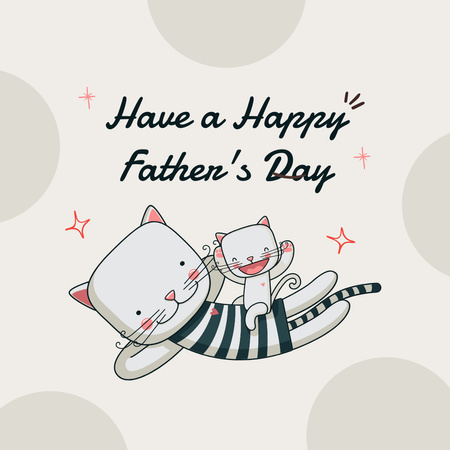 Cute Cartoon Cats' Family for Father's Day Greeting Instagram Design Template