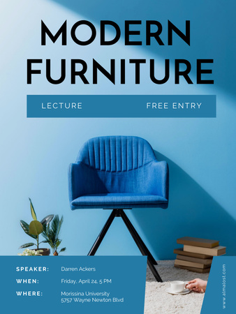Анонс лекции по современной мебели Poster US – шаблон для дизайна