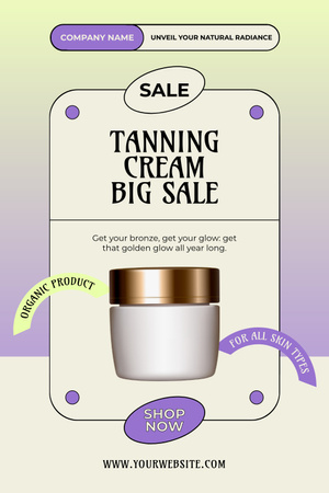 Big Sale of Tanning Cream Pinterest Design Template