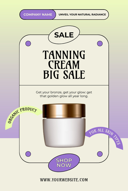 Designvorlage Big Sale of Tanning Cream für Pinterest