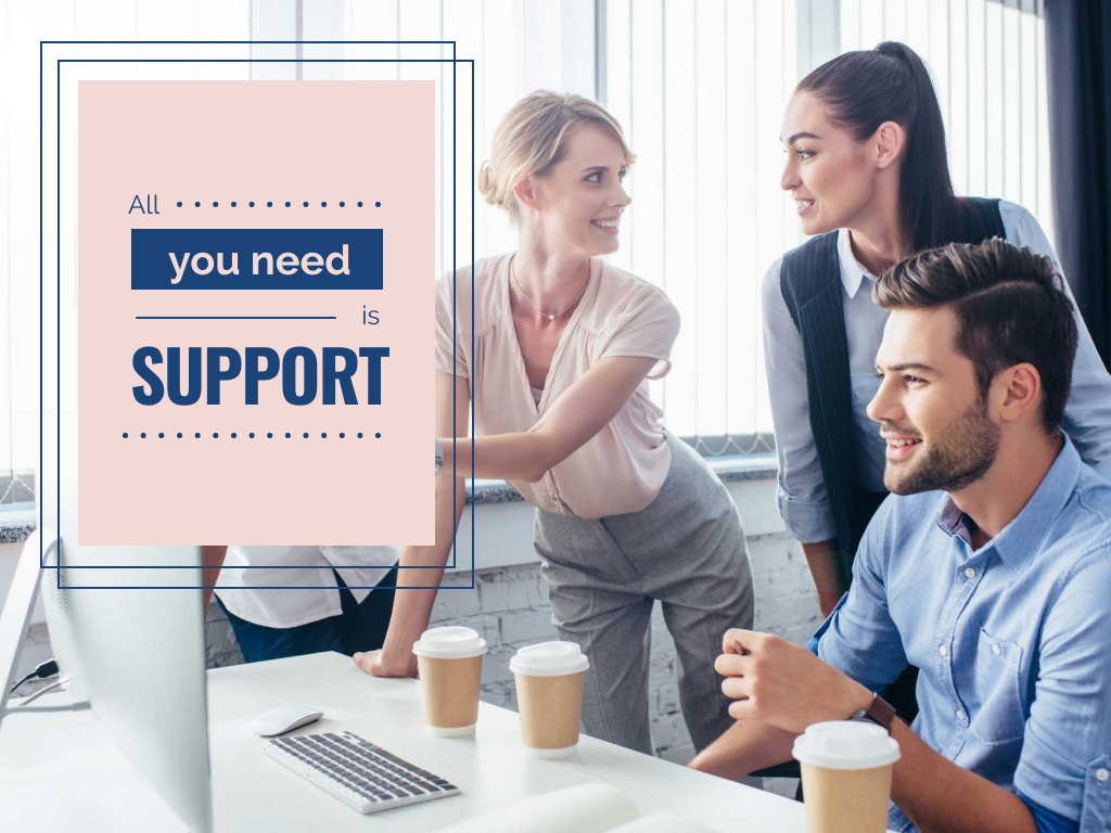 Business Team At Meeting And Wisdom About Support Presentation Design Template