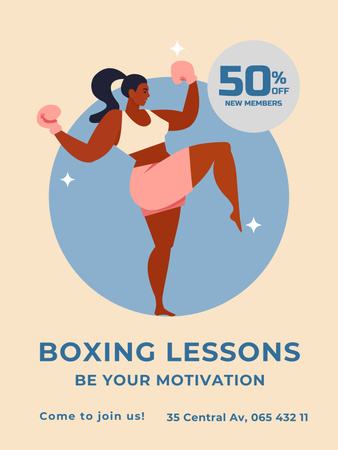 Women's Boxing Classes Ad Poster US Design Template