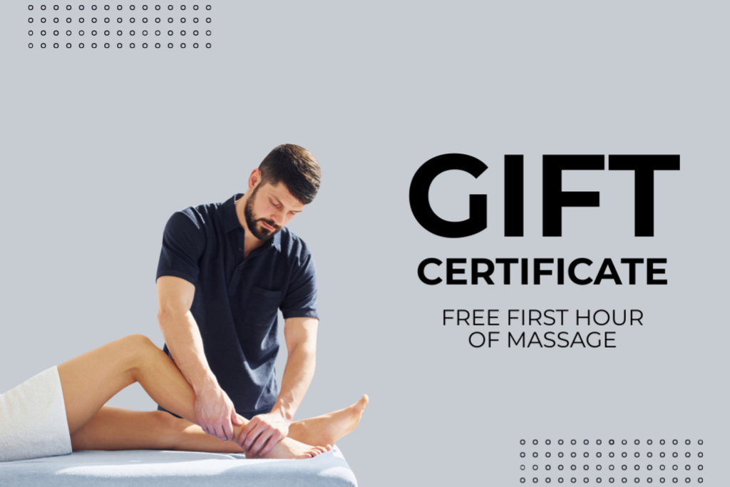 Ontwerpsjabloon van Gift Certificate van Free Massage Gift Voucher Offer